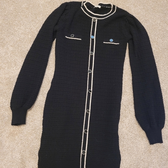 Zoe & Claire Button Front Black Chic Mini Dress Size Small - Picture 3 of 7